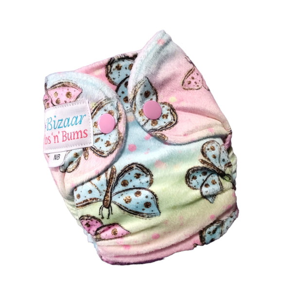 Newborn Front Snap Cloth Nappy #05 - minky